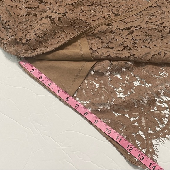 Isaac Mizrahi dress 1X sleeveless lined lace dress in mocha side zip eyelash hem - Picture 8 of 16